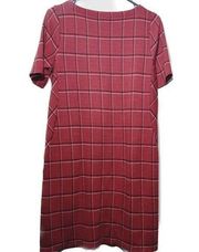 J. Jill, women’s Small, buffalo plaid midi short sleeve, dress, with pockets