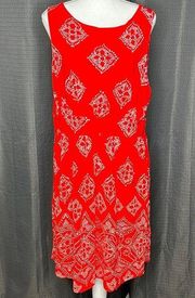 JOE FRESH XL RED AND WHITE SLEEVELESS DRESS