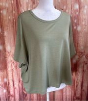 Zobha Sage Green Oversized Cropped Crewneck T Shirt