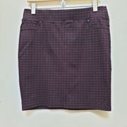 Liverpool Plaid Port Wine Knit Stretch Skirt Size 6/28 See Description