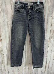We The Free Free People CRVY Faded Black Straight Leg Release Hem Jeans