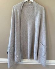 Anthropologie Moth 100%‎ Cashmere Gray Open Front Cardigan with Pockets Sz O/S