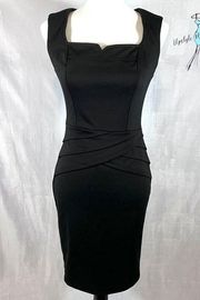 Black square neck flattering sheath dress size 3/4