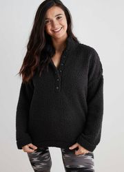 Aerie Cloud Sherpa Oversized Button Pullover