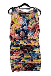 DRESSBARN Sleeveless Tiered Ruffle Watercolor Print Dress Size 8