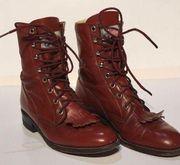 Justin USA Leather lace and hook Roper western Cowgirl Boots Size 6B