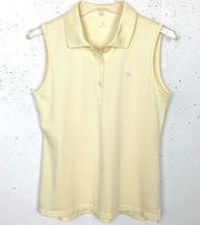 Tory Burch Sport Womens Sleeveless Polo Golf Shirt Yellow Three Button Medium