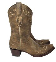 Old Gringo Villa Leather Brown Tan Embroidered Cowgirl Boots Western Size 6.5 B