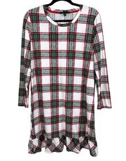 Derek Heart Notch Plaid Pajama Nightgown Long Sleeve Red Green White Small