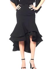 GRACIA Black Double Ruffle Asymmetrical Black Tie Skirt Size Medium