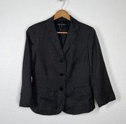 Lafayette 148 Blazer Size 6 Wool Blend Charcoal Printed Jacket