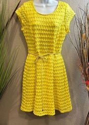 Sharagano canary, yellow corded dress size 12