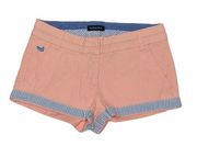 Southern Marsh Brighton Seersucker Stripe Trim Pink Chino Shorts Size 00