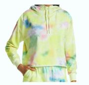 Tie Dye Funnel Neck Crop Hoodie Beachside Yellow L