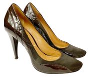 Brown Patent Leather Satin pump heels Women shoe size 7 B Brazil