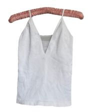 Free People WHITE  Tank Top with Mesh v neck size M/L