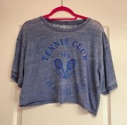 WORN ONCE Blue Malibu Tennis Graphic T Shirt, Cropped, Size XL