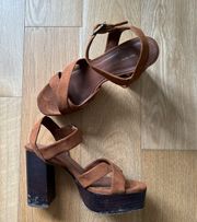 Brown Platform Heeled Sandals