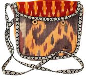 O'Neill Southwestern Crossbody Bag Purse Orange Brown Woven Western Small