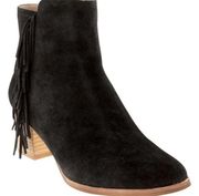 Banana Republic Lola Bootie Side Fringe Ankle  Black Suede 9.5 Women's