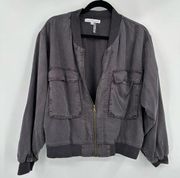 Young Fabulous & Broke | Grey Relaxed Fit Bomber Jacket Size Large