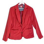 L.L. Bean Women’s Casual Cotton Blazer Jacket Coral Pink Blue Size Medium