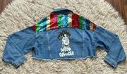 Custom Celia Cruz Sequined Denim Cropped Jacket size Medium