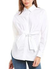 MaxMara Dinda Tie Front Button Up Shirt White Collared