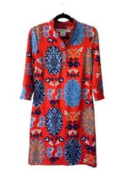 GRETCHEN SCOTT Orange Printed Mandarin Collar Dress Size XS