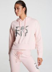 Sport Pink Metallic Logo Cropped Hoodie