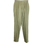 Classiques Entier Trouser Pants 100% Linen Straight Leg Pleated Lined Green 8