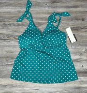 Salt + Cove Women's Teal/White Dot It Goin On Triangle Tankini Swim Top sz S