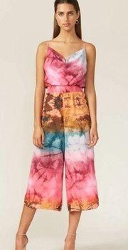 NWT  LEYLA MULTI COLOR CINCHED WAIST CULOTTE JUMPSUIT Size S.