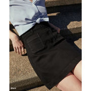 Everlane The Patch Pocket High-Rise Black Cotton Twill Mini Skirt Size 0