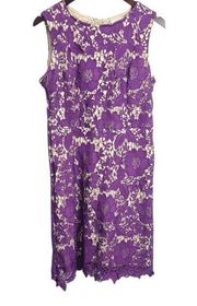 Eci New York Purple Lace Sheath Midi Floral Dress Size 8