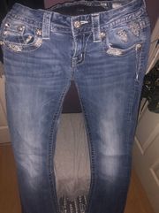 Denim Light Wash Rhinestone Jeans 