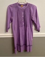 Roller Rabbit Purple Pleated 3/4 Sleeve Dress Size Extra Small