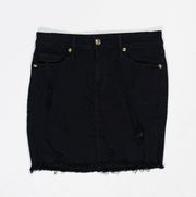 Good American Cotton Stretch Raw Hem Straight Mini Denim Jean Skirt Black025 26