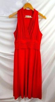 Evan Picone Classic Red Cocktail Dress Marilyn style Rouched Waist Wrap (A-3)