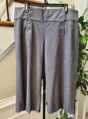 Lane Bryant Women's Gray Polyester Mid Rise Zippered Wide Leg Dress Pant Size 24