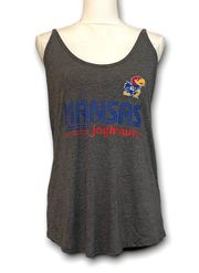 NWOT KU Kansas University Jayhawks Medium Heather Gray Strappy Tank Top Shirt New