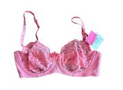 Brand Pink Lace Demi Bra Size 36D New with Tags NWT Underwire Womens