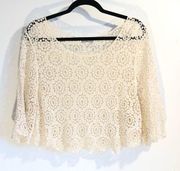 LUCCA couture crop top crochet size large cream color half sleeve