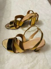Gold Heel Sandals Size 8M