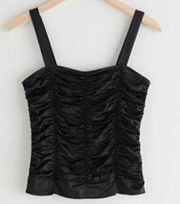 & Other Stories- Gathered Ruched Black Strap Top- Size 2