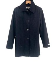 Calvin Klein Single Breasted Wool Peacoat Jacket Coat Black Women's 6 FLAW