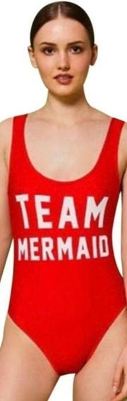 NWT  for OVS Red Team Mermaid One Piece Bathing Suit