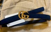 Gucci Suede Belt With Torchon Double G Buckle size 90/36 Navy