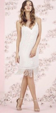 Runway Collection Sequin Fringe-Hem Midi Dress Embroidered