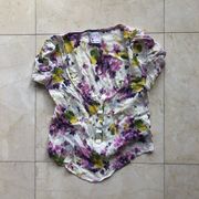 Lucy Love Floral Cropped Blouse Sz Medium